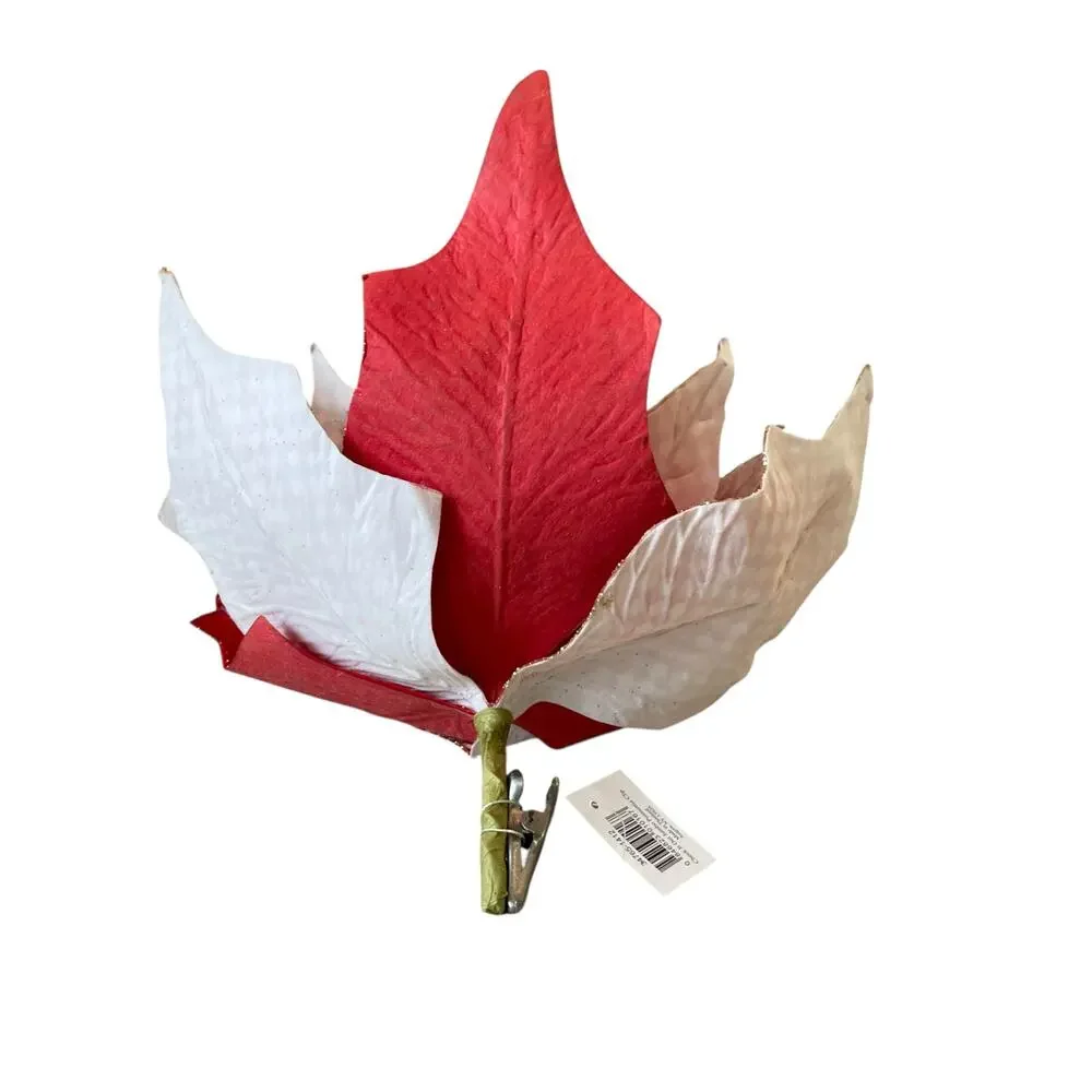 MacKenzie Childs Check It Out Jumbo Poinsettia Clip Festive Holiday New